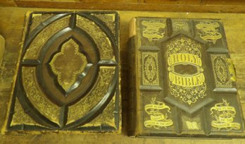 Two Holy Bibles With Leather Embossed Covers