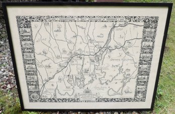 Three Framed Artisan Maps - Greenwich, Ct , Glendale, Ohio And Princeton University