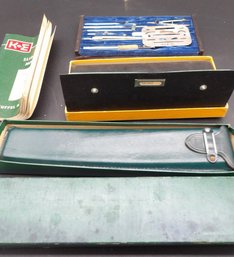 Two Mechanical Drawing Sets And Kuffer And Essler Slide Rule