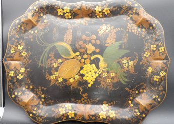 19th Century Toleware Scalloped Edge Serving Tray