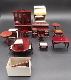 Grouping Of Colonial Era Mahogany Dollhouse Miniatures