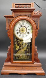 Victorian New Haven Walnut Shelf Clock With Time Strike And Alarm Movement