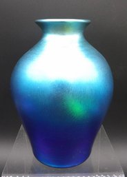 7 1/2' Blue Steuben Aurene Bulbous Vase