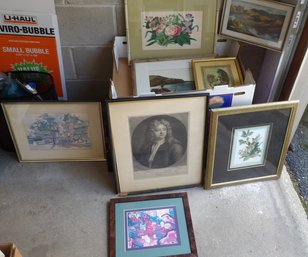 Large Lot Of Eight Pieces Of Framed Artwork