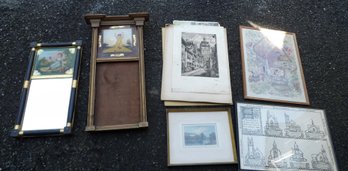 Lot Of Artwork And Antique Mirrors.