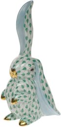 Green Herend Fishnet Bunny - One Ear Up