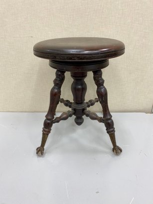 Antique Piano Stool With Label