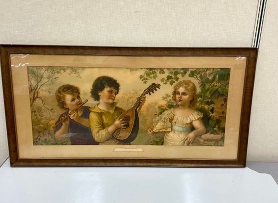 Old Framed Print Or Lithograph Serenade