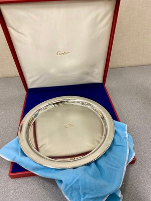 Cartier Pewter Plate With Box And Bag
