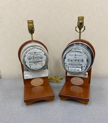 Two Contemporary Electric Meter Style Lamps