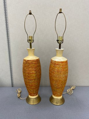 Two Mid Century Modern Lamps With Original Shades