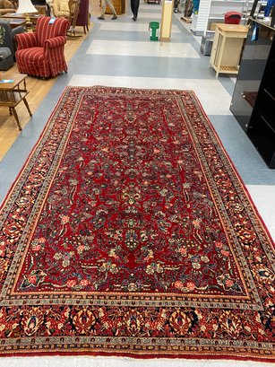 Antique Vintage Room Size Jozan Sarouk Handmade Oriental Rug Authentic Persian Carpet