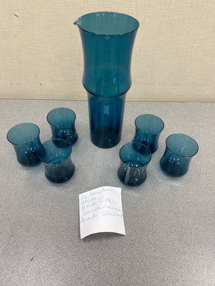 Vintage Mid Century Bo Borgstrom Aseda Glass Drinks Juice Set