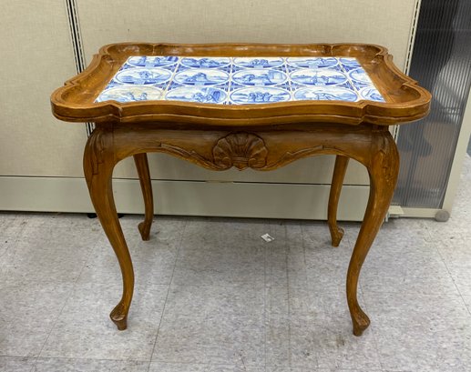 Antique Dutch Style Table With Delft Tile Top