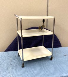 Vintage White Metal Industrial Style Cart