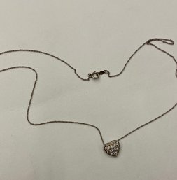 14K White Gold And CZ Necklace