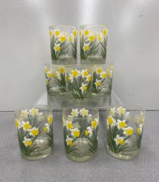 8 Vintage Daffodil Glass Signed CERA Retail $495 1stDibs