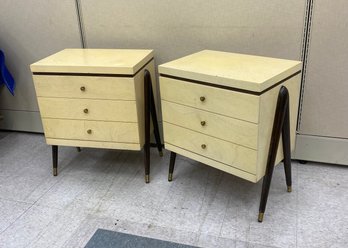 Pair Labelled Mid Century Night Stands End Tables - Part Of A Bedroom Set