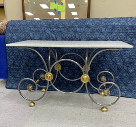 Exquisite Heavy French Marble Top Steel Bakers Table