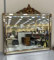 Large Mirror With Carved Wood Trim