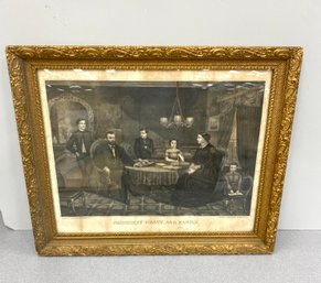 Beautifully Framed Antique Print Of President Grant And Family