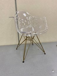 Clear Lucite Plastic Accent Armchair