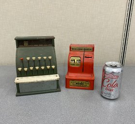 Two Antique Vintage Toy Cash Registers