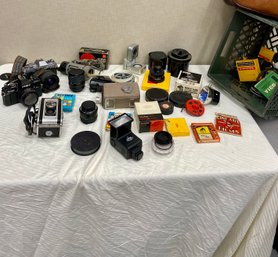 Table Lot Camera And Accessories