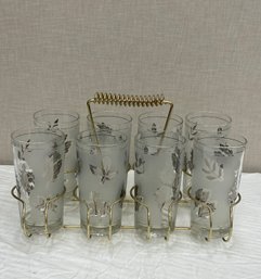 Mid Century Glasses And Holder