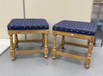 Pair Upholstered Stools