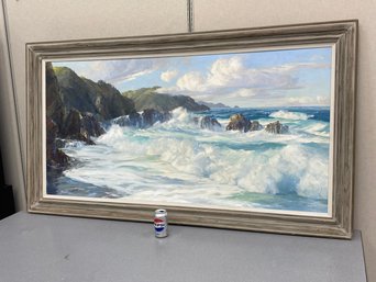 Large Painting On Canvas Signed Bennett Bradbury After The Rains Big Sur