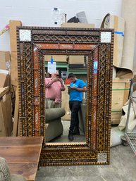 Large Eglomise Painted Glass Mirror