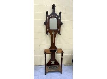 Antique Walnut Halltree With Mirror