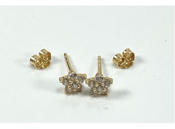 14K Yellow Gold CZ  Earrings