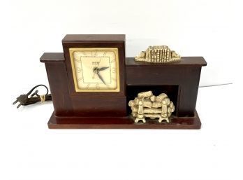 United Clock Corp Electric Light Up Fireplace Mantel Clock