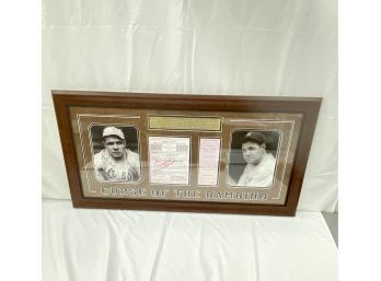 Framed Baseball Memorabilia With Babe Ruth Items