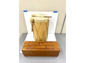 Wood Tongue Drum And Wood Leather Drum