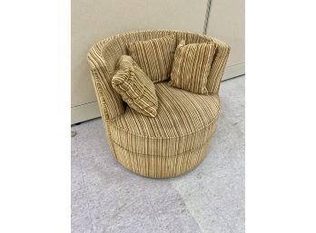 Vintage Mid Century Modern Upholstered Swivel Club Chair