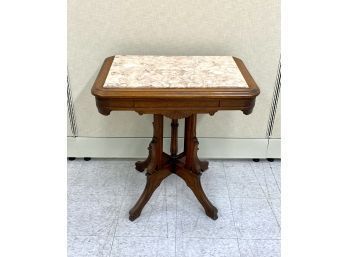 Victorian Eastlake Style Marble Top Table