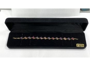 14K Yellow Gold Gemstone Tennis Bracelet