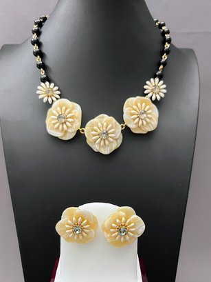 Talbots Wild Flower Necklace And Earrings New With Tags Retail $100