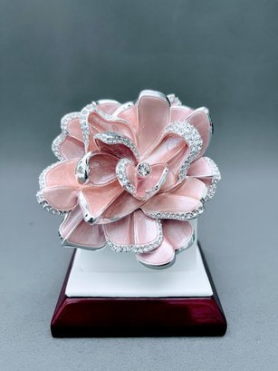 Limited Edition Joan Rivers Pink Pave Gardenia #1384/5000 Heavy Flower Brooch Retail $160
