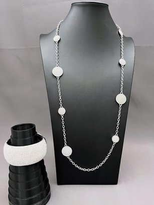 Sparkling Pave 'diamond' Necklace And Hinged Bracelet Set - Stunning!