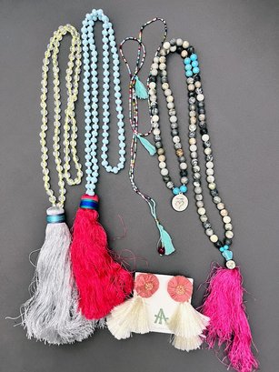 Three Tassel Chains With Crystals Or Stone And Tassel Earrings By Audrey Allman Designs Retail $75