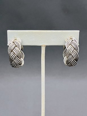 Artisan Made Sterling Silver Braided Twisted Wire Hoops, 1' Long .5' Wide, Total Weight 16.65 Grams