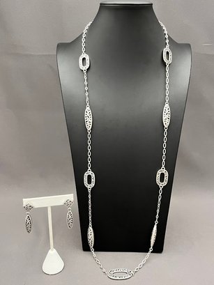 Brighton 'Deco Diamond' Necklace And Earring Set Retail:$122