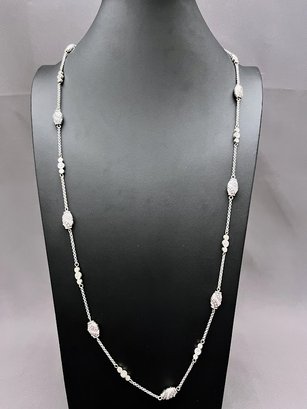 Brighton Pebble And Swarovski Crystal Flapper Necklace, 40' Long With 2' Extender