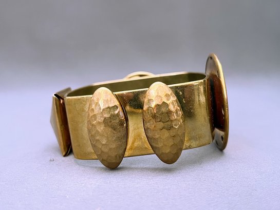 Brass Mid Century Modern Geometrical Bracelet  2.25' Each Side, 1.75' Wide