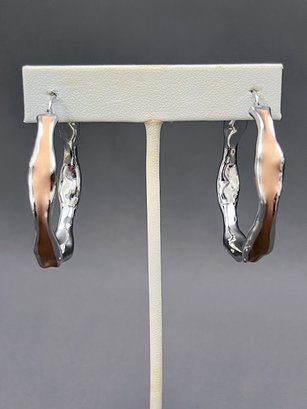 MCM Vintage Sterling Silver Hoop Earrings  1.75' Diameter Weight 11 Grams
