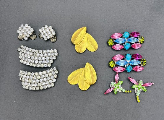 Nancy Katz And Musi Vintage Shoe Clips Rhinestones And Gold Tone